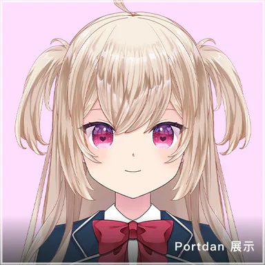 Komugi 校服造型角色头像，图片带 Portdan 展示标记
